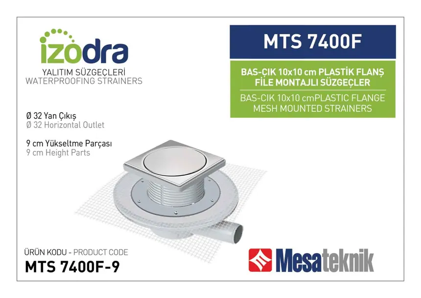 MTS 7400F Fileli Plastik Flanş Montajlı Süzgec Sistemleri 10 cm BasÇı