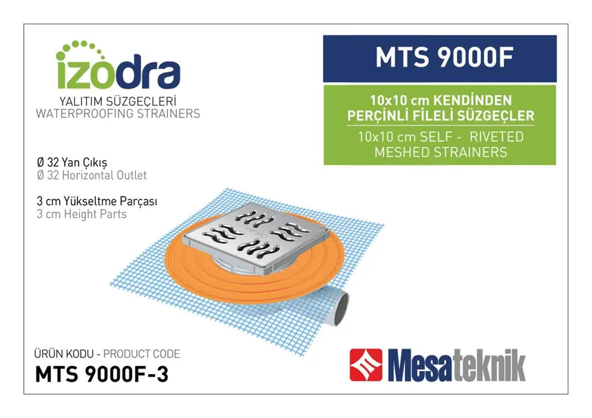 MTS 9000F Kendinden Percinli Fileli Suzgec Sistemleri 10 cm