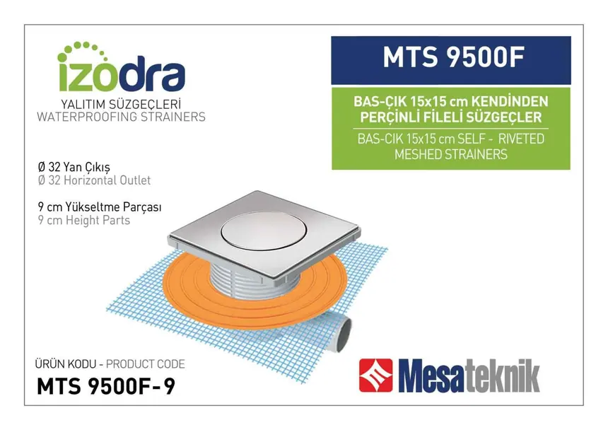 MTS 9500F Kendinden Percinli Fileli Suzgec Sistemleri 15 cm BasÇık